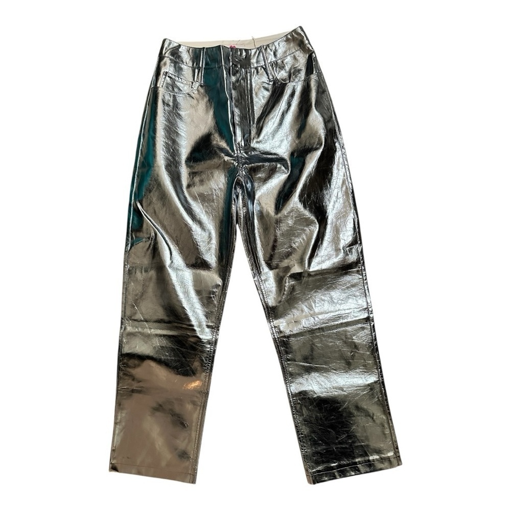 Buddy Love Travolta High Rise Metallic Silver Pants Size 25 - Picture 6 of 9